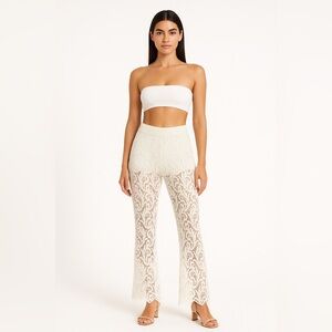 White Lace Overlay Pants Built In Shorts Boho Sheer Festival Beach Size M/L NWT